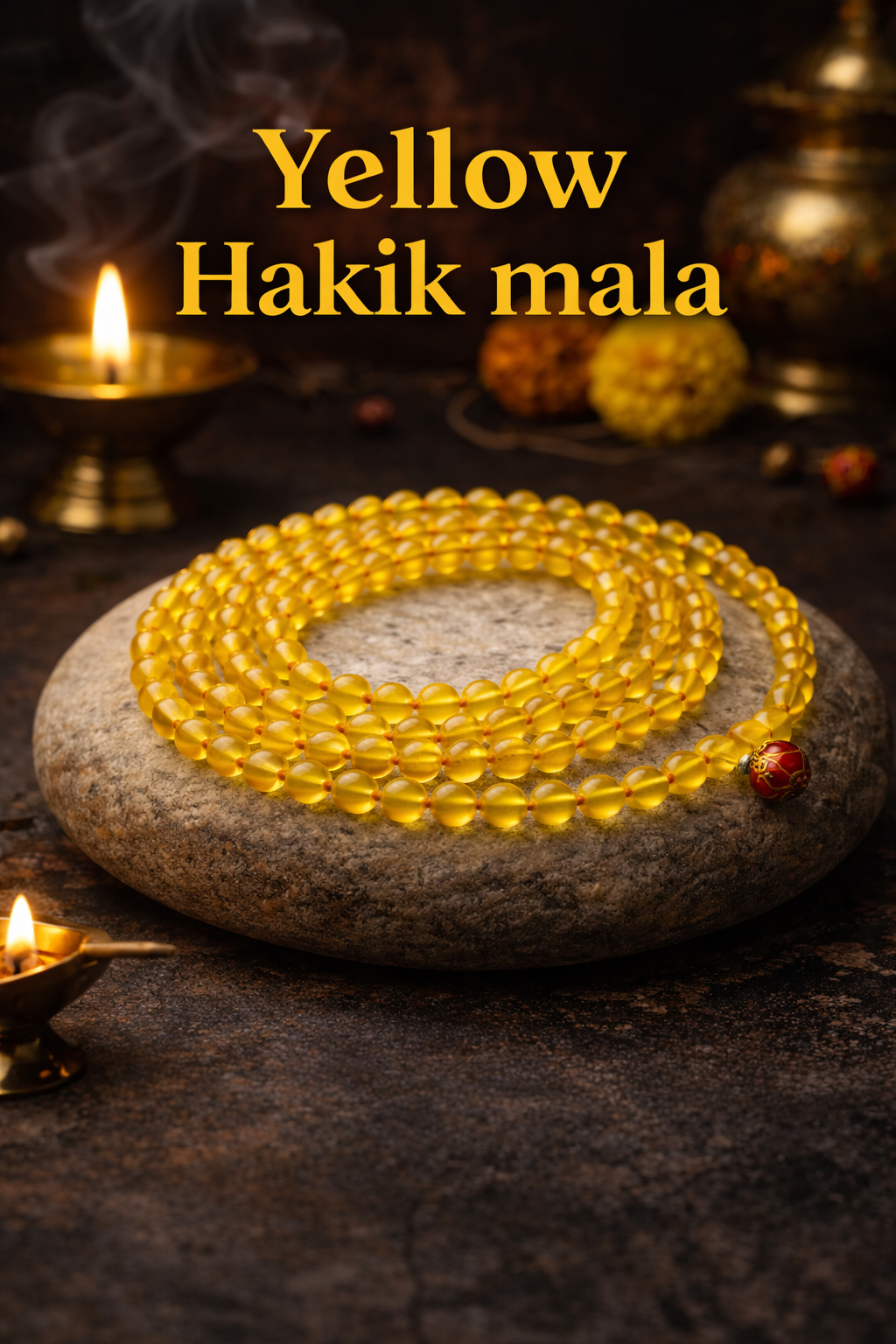 Authentic Yellow Hakik Beads Mala